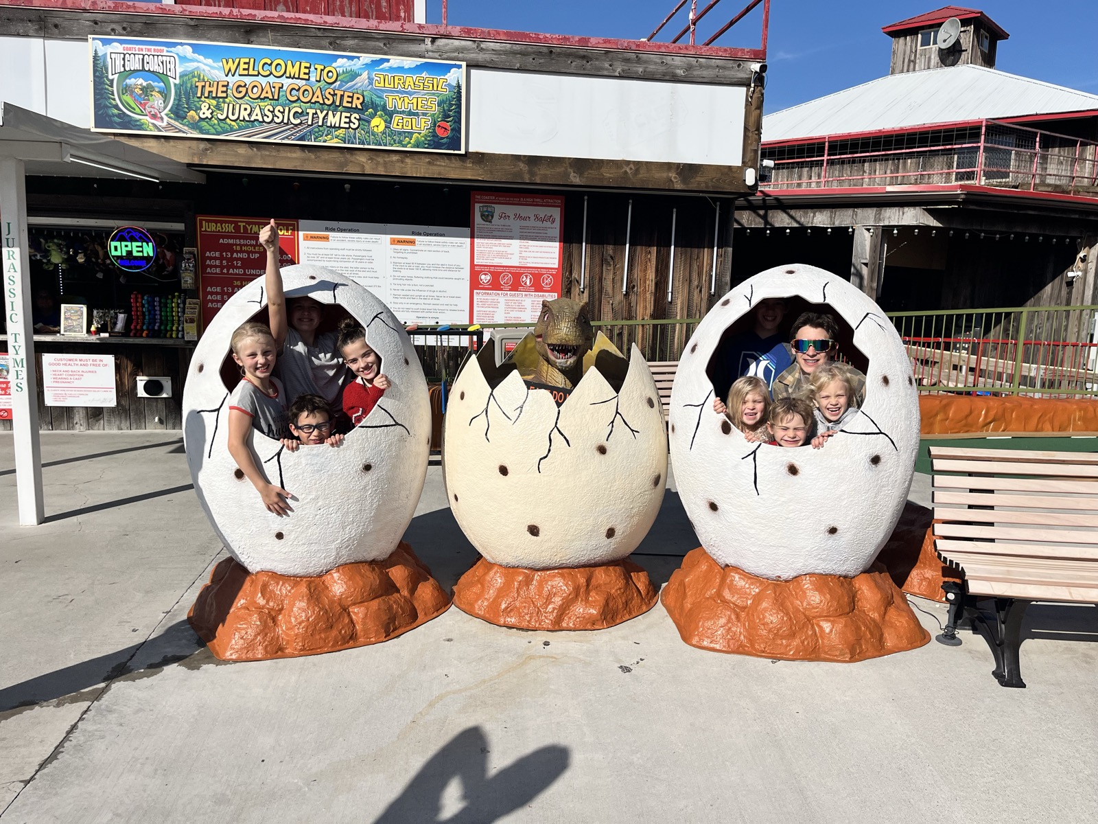 Kids on a summer outing at Jurassic Tymes